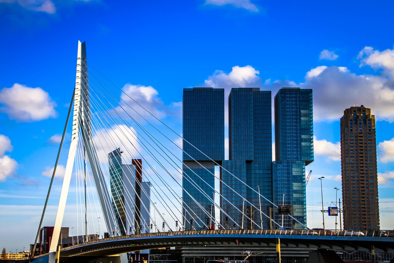 blue, rotterdam, bridge